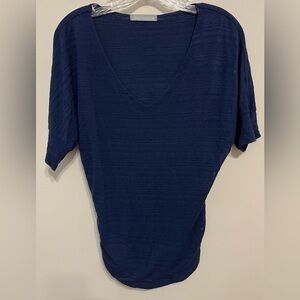 Olivia Moon Women’s Blue Top, Batwing Sleeves, Tapered Bodice, Ruched; Size S